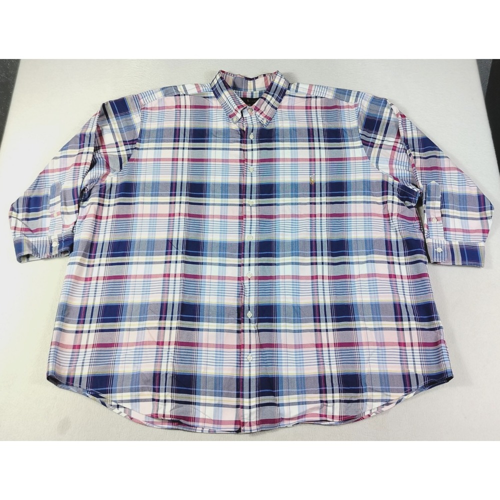 Ralph Lauren Shirt Mens 3XB Multicolor Plaid Long Sleeve Oxford Button Down